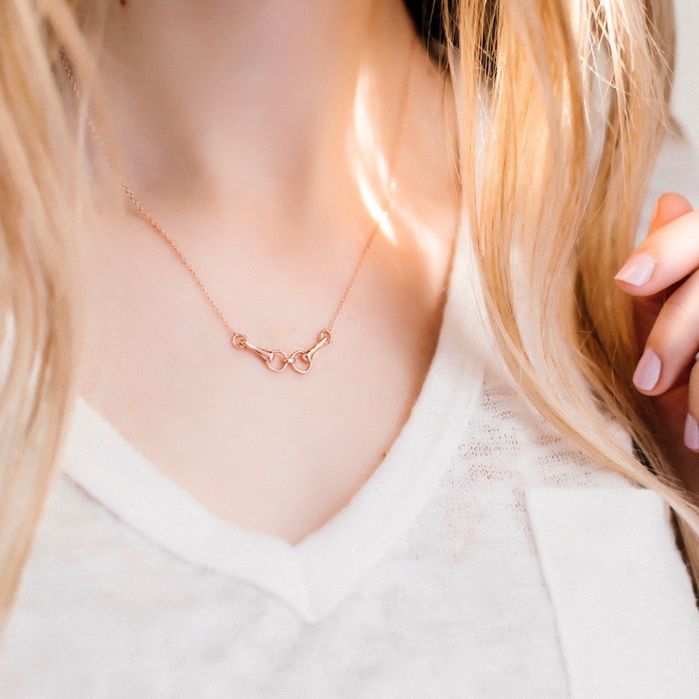 Horse Bit Necklace | 14k Rose Gold Plated - Picture 3 of 5